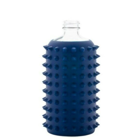 BKR SPIKED LIMITED SOLD OUT 16oz Glass + silicone water bottle blue spiked NWT - Picture 2 of 7